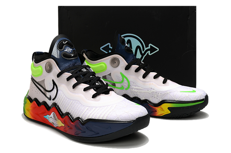 2021 Nike Zoom GT Run Basketball Shoes White Navy Blue Green Red - Click Image to Close